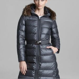 Moncler Bouleau Down Coat Women's Puffer with Coyote Fur Trim size 3 Used Lux